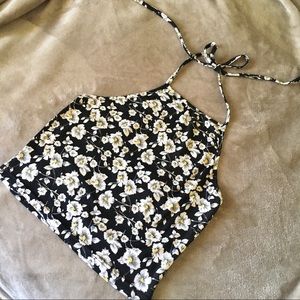 Floral Daisy Halter Crop Top
